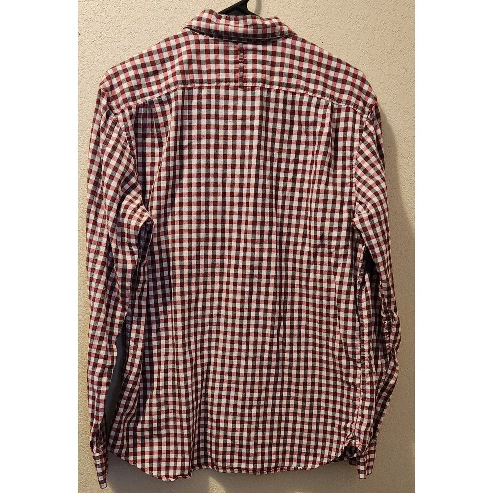 BANANA REPUBLIC Mens Medium Shirt Luxe Flannel Check Camden‎ Fit Red/Black/Ivory